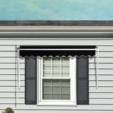 Retractable Fixed Pivot Arm Window Awning Patio Garden Blinds 2.4m x 2.1m Black