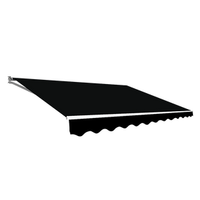 Korcula heavy duty manual folding arm awning black 3.0m x 2.5m premium patio shade extended