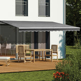 Motorised Outdoor Folding Arm Awning Retractable Sunshade Canopy Grey 3.0m x 2.5m
