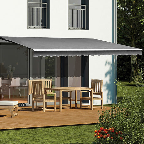 Motorised Outdoor Folding Arm Awning Retractable Sunshade Canopy Grey 3.0m x 2.5m