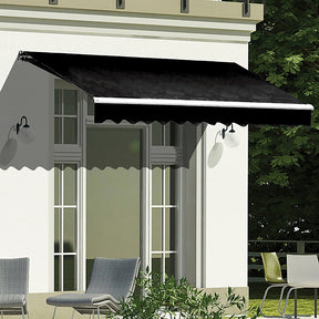 Makarska heavy duty motorised folding arm awning black 3.0m x 2.5m premium remote patio shade