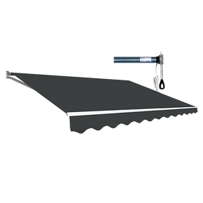 Makarska heavy duty motorised folding arm awning grey 4.0m x 2.5m premium remote patio shade
