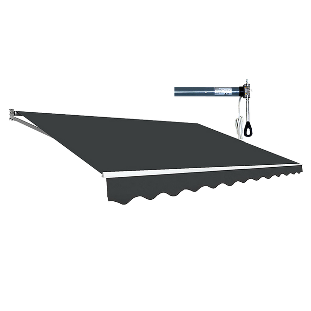 Motorised Outdoor Folding Arm Awning Retractable Sunshade Canopy Grey 4.0m x 2.5m
