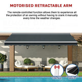 Motorised Outdoor Folding Arm Awning Retractable Sunshade Canopy Grey 4.0m x 2.5m