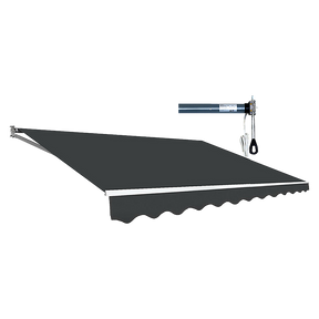 Makarska heavy duty motorised folding arm awning grey 4.0m x 3.0m premium remote patio shade