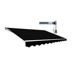 Makarska heavy duty motorised folding arm awning black 4.0m x 3.0m premium remote patio shade