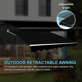 Motorised Outdoor Folding Arm Awning Retractable Sunshade Canopy Black 5.0m x 2.5m