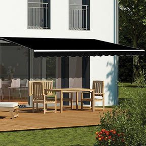 Makarska heavy duty motorised folding arm awning black 5.0m x 3.0m premium remote patio shade
