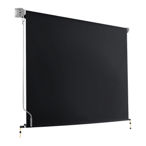 Opatija charcoal straight drop roll down awning 2.1m x 2.5m vertical screen lowered beside patio