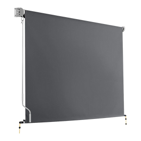Opatija sand straight drop roll down awning 3.0m x 2.5m vertical screen lowered beside patio