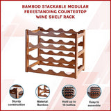 Bamboo Wine Rack Stackable Countertop 16 Bottle Natural view 3