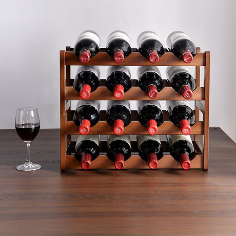 Bamboo Wine Rack Stackable Countertop 16 Bottle Natural view 5