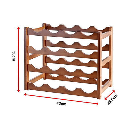 Bamboo Wine Rack Stackable Countertop 16 Bottle Natural view 10