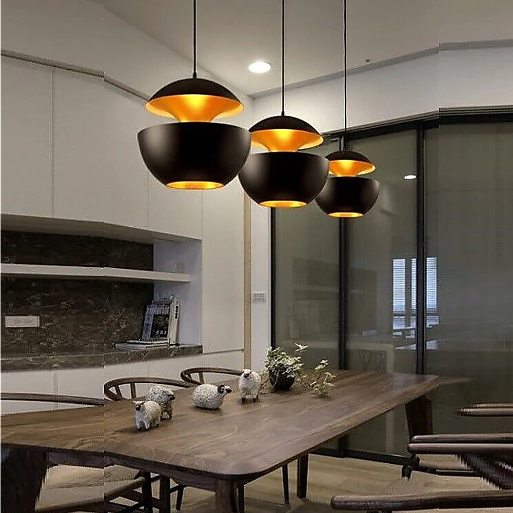 Modern Pendant Lamp — Black with Gold Anodised Interior — Allure Home Collections