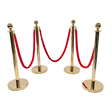 Gold crowd control queue barrier set with velvet ropes, view 1