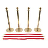 Gold crowd control queue barrier set with velvet ropes, view 6