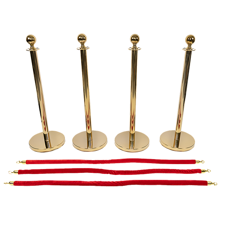 Gold crowd control queue barrier set with velvet ropes, view 6