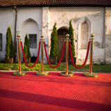 Gold crowd control queue barrier set with velvet ropes, view 9
