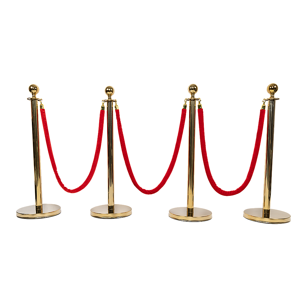 Gold crowd control queue barrier set with velvet ropes, view 14