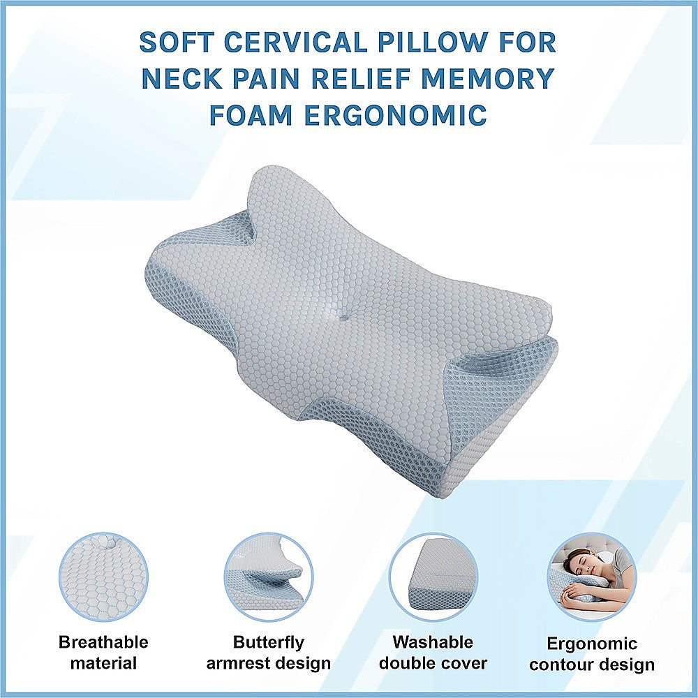 Soft Cervical Memory Foam Ergonomic Pillow — Neck Pain Relief, Spine Alignment — Allure Home Collections