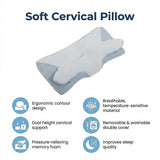Soft Cervical Memory Foam Ergonomic Pillow — Neck Pain Relief, Spine Alignment — Allure Home Collections