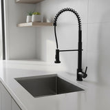 Solid brass pull out kitchen mixer tap in matte black