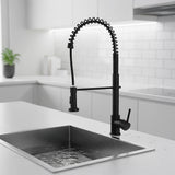 Solid brass pull out kitchen mixer tap in matte black