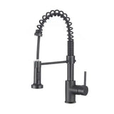 Compact solid brass pull out kitchen mixer tap in black