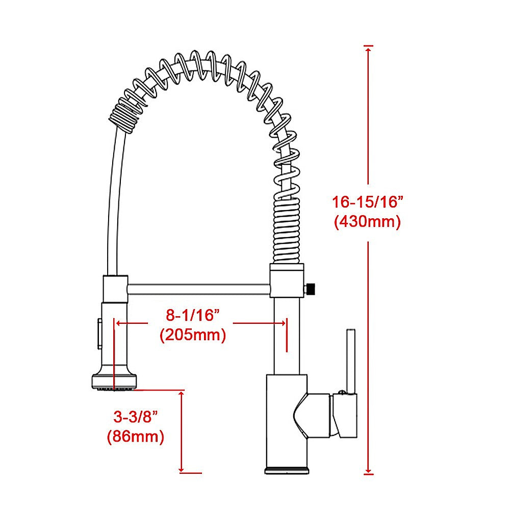 Compact solid brass pull out kitchen mixer tap in black