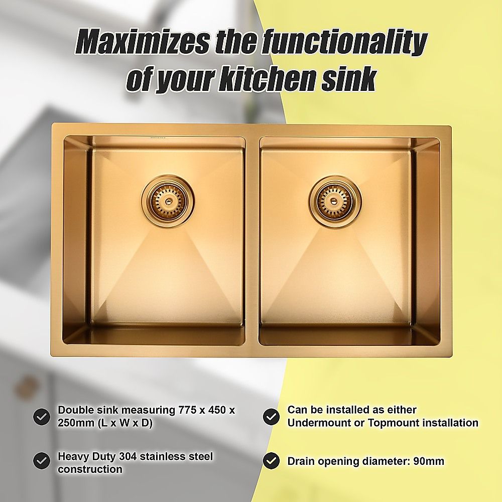 Handmade stainless steel kitchen and laundry sink 775x450mm