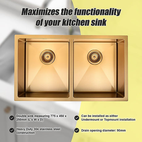 Handmade stainless steel kitchen and laundry sink 775x450mm