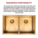 Handmade stainless steel kitchen and laundry sink 775x450mm