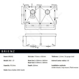 Handmade stainless steel kitchen and laundry sink 775x450mm