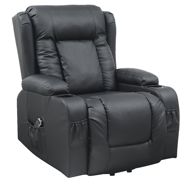 Lift Heated Leather Recliner with Electric Massage and USB Port