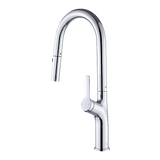 Pull out kitchen mixer tap in stainless steel with chrome finish