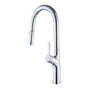 Pull out kitchen mixer tap in stainless steel with chrome finish