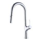 Pull out kitchen mixer tap in stainless steel with chrome finish