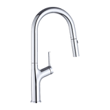 Pull out kitchen mixer tap in stainless steel with chrome finish