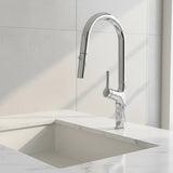 Pull out kitchen mixer tap in stainless steel with chrome finish