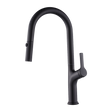 Pull out kitchen mixer tap in stainless steel with matte black finish
