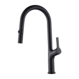 Pull out kitchen mixer tap in stainless steel with matte black finish