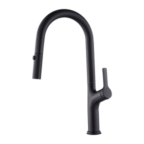 Pull out kitchen mixer tap in stainless steel with matte black finish