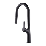 Pull out kitchen mixer tap in stainless steel with matte black finish