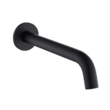 Matte black 220mm bath spout, dimensions diagram