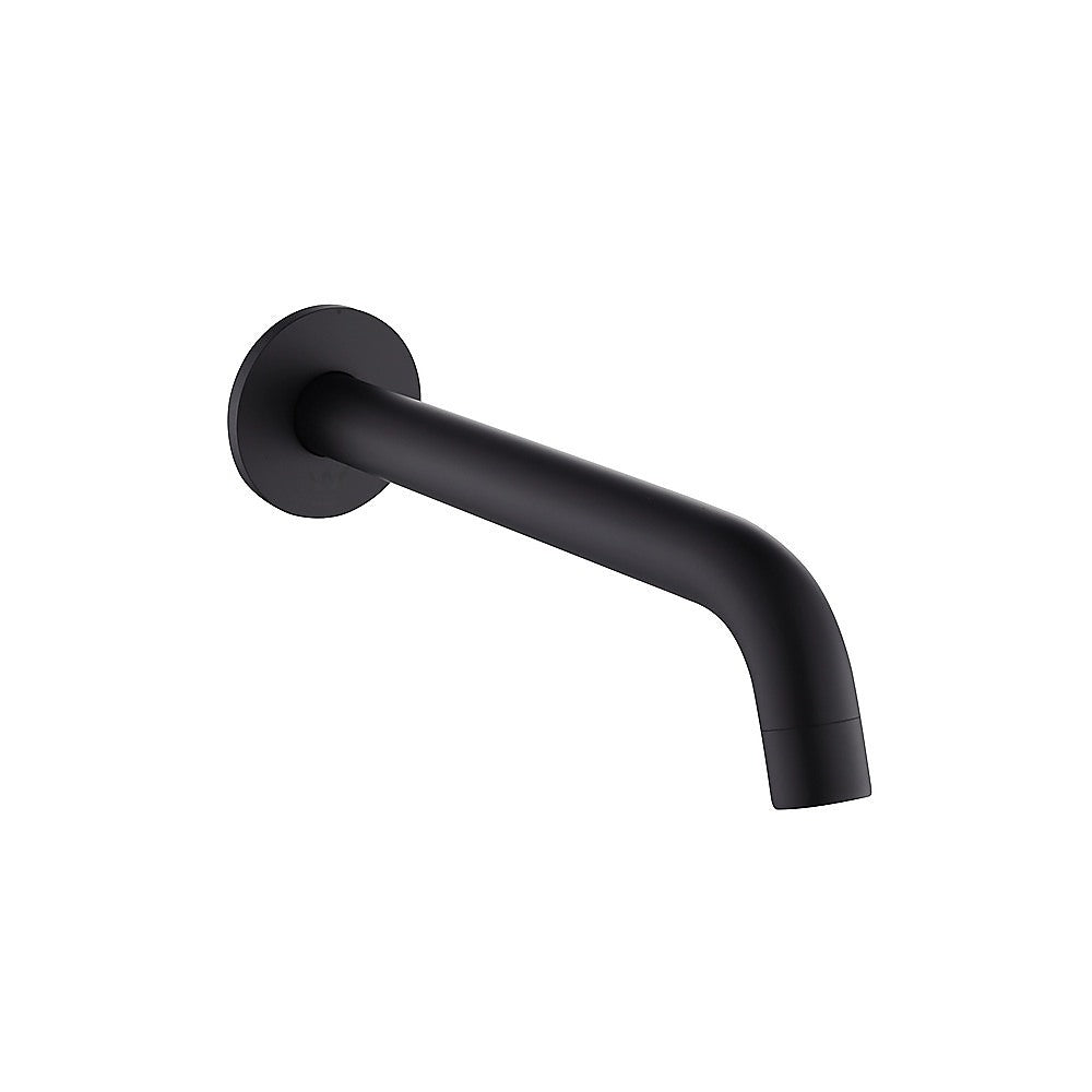 Matte black 220mm bath spout, outlet detail