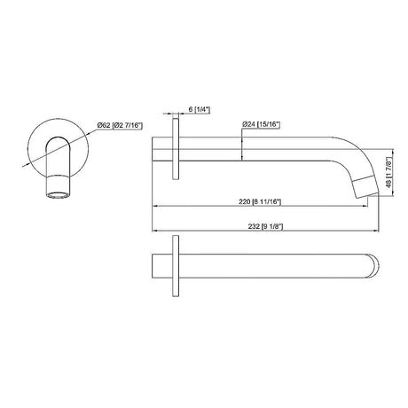 Matte black 220mm bath spout styled in bathroom