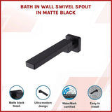 Matte black wall swivel bath spout, side profile