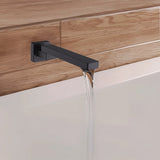 Matte black wall swivel bath spout, outlet detail
