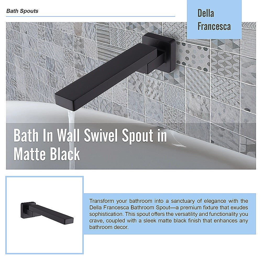 Matte black wall swivel bath spout, top view