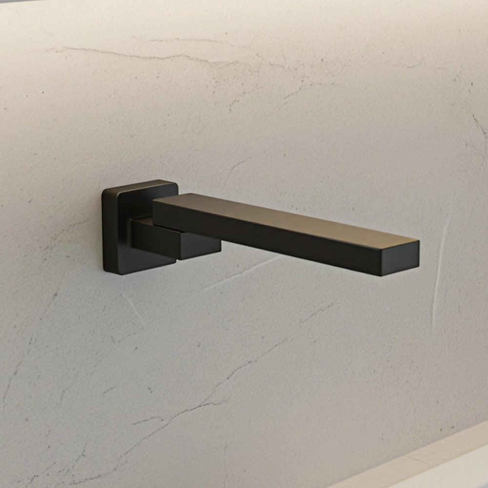 Matte black wall swivel bath spout, angled view